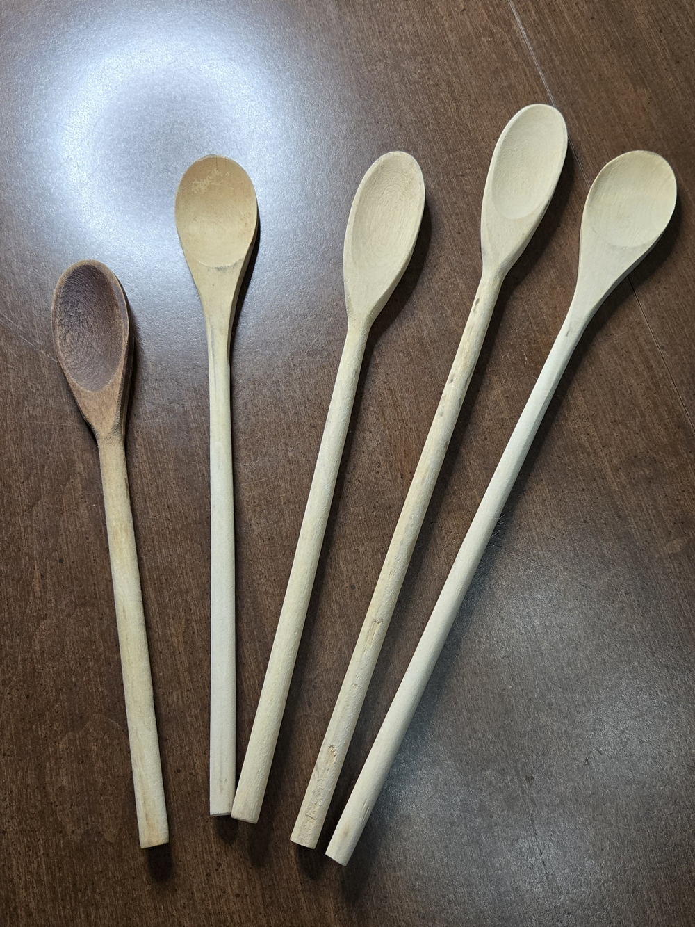 *SALE* Set Of 5 Unbranded Vintage Farmhouse Kitchen Spoons Classic Wooden Birch
